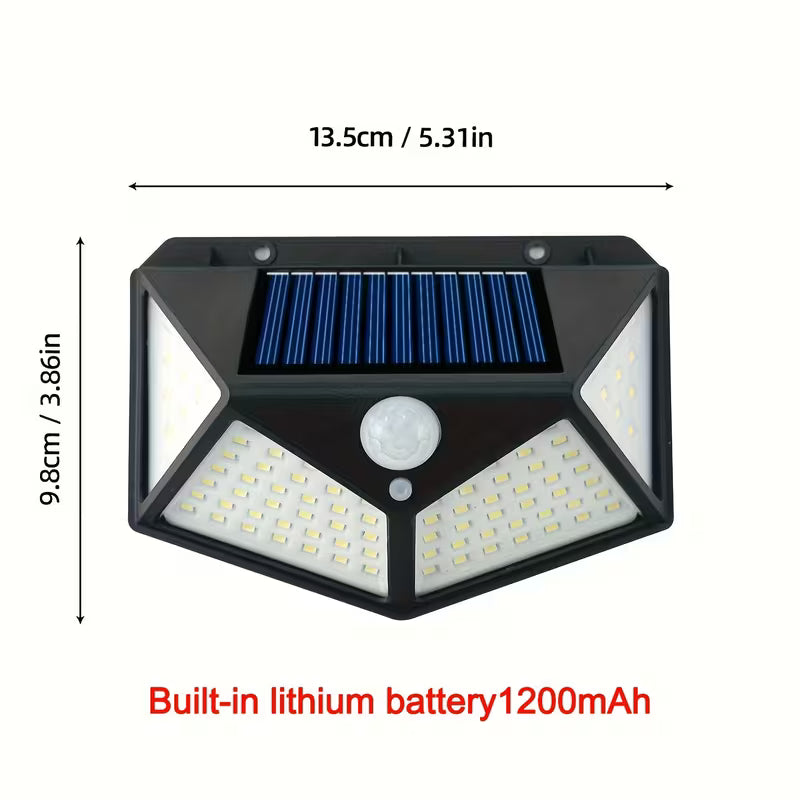 Solar Motion Sensor Outdoor Light – 100 LED Wide-Angle Waterproof Security Lamp