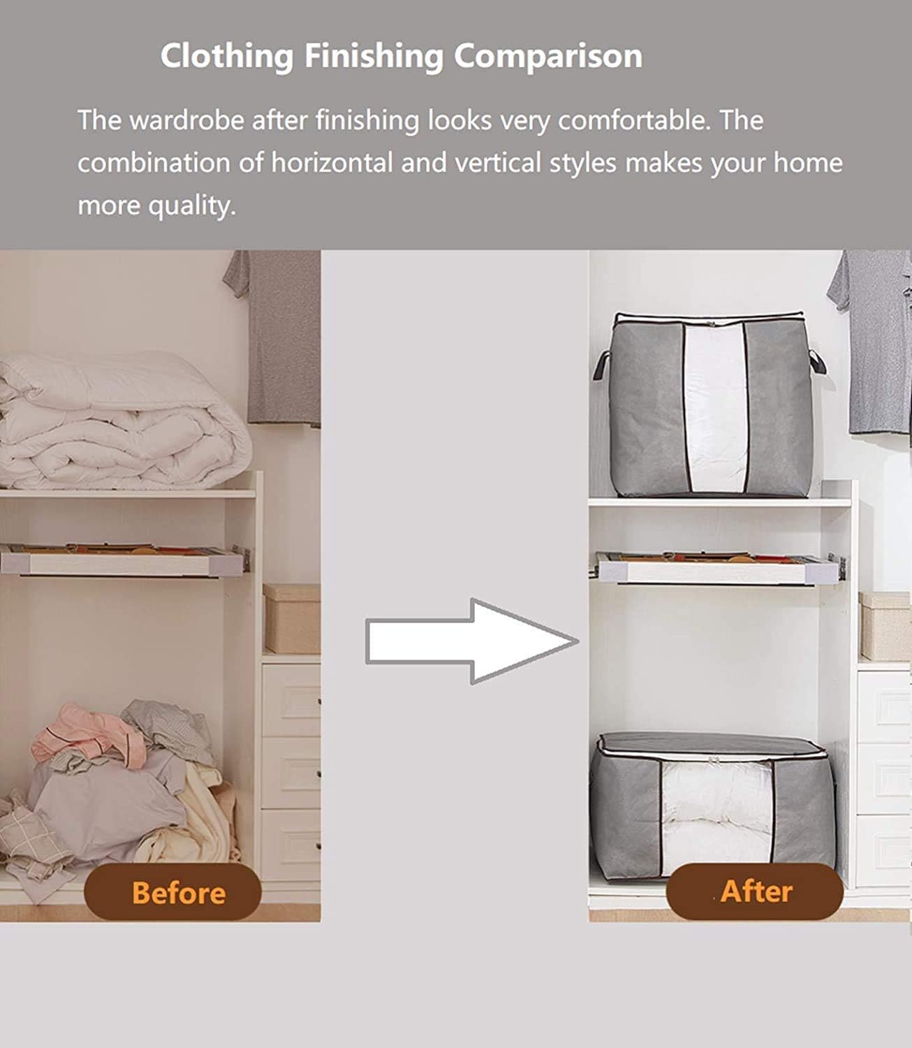 Large Storage Bags, Storage Bag Clothes Storage Box Bins Foldable Closet Organizers Storage Containers with Durable Handles Thick Fabric for Blanket Comforter Clothing Bedding