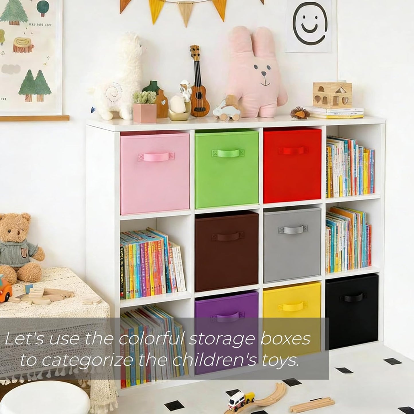 Foldable Storage Cube Organizer Basket Bin Storage Boxes Storage Container with Handles for Travel Moving Toy Storage Box