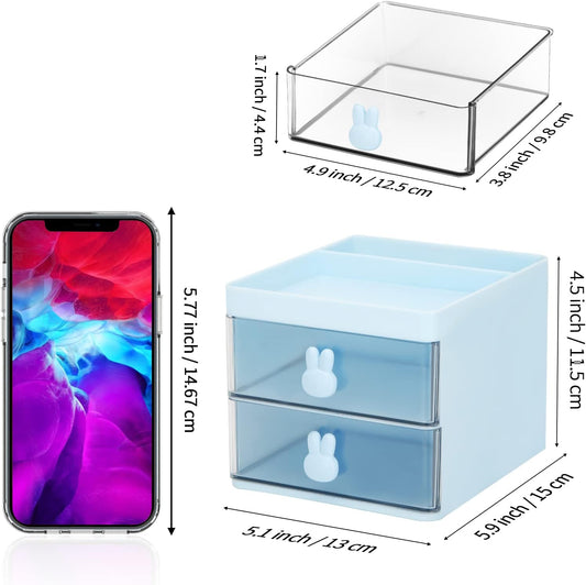 Multi-Functional Desk Organizer with Drawers | Pen Holder & Office Storage Box (2 Drawer + 3 Compartments)