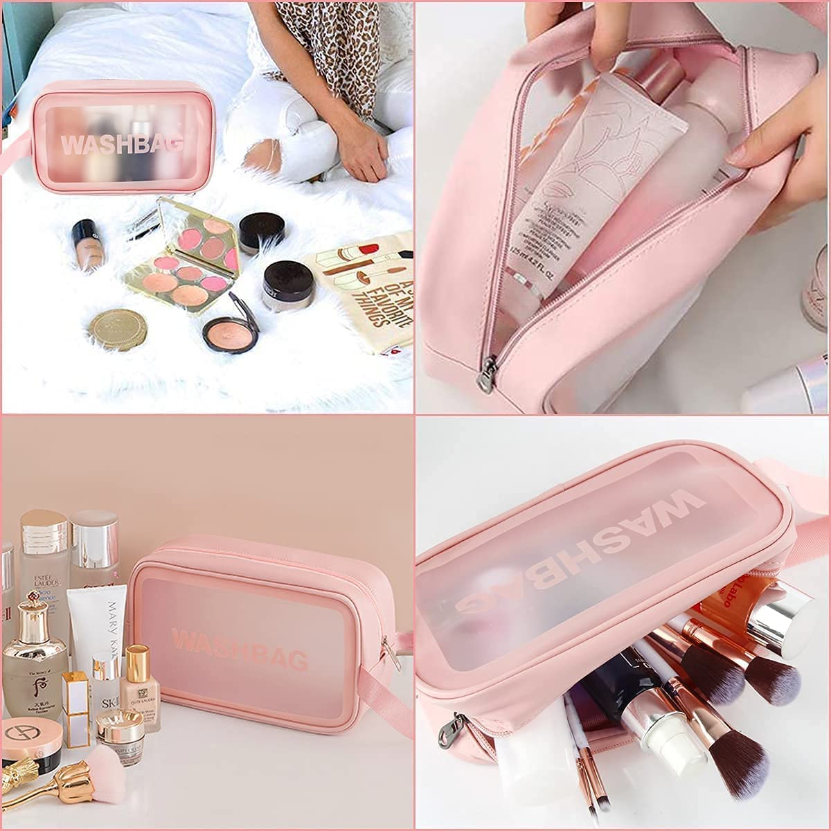 3-Piece Premium Transparent Travel Wash Bag Set | Waterproof Cosmetic & Toiletry Organizer