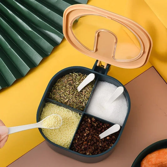 4-in-1 Masala Box & Spice Container with Handle for Kitchen Storage