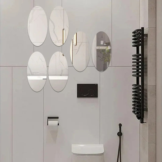 Flexible Oval Mirror Wall Sticker | Damage-Free Removable Wall Mirror