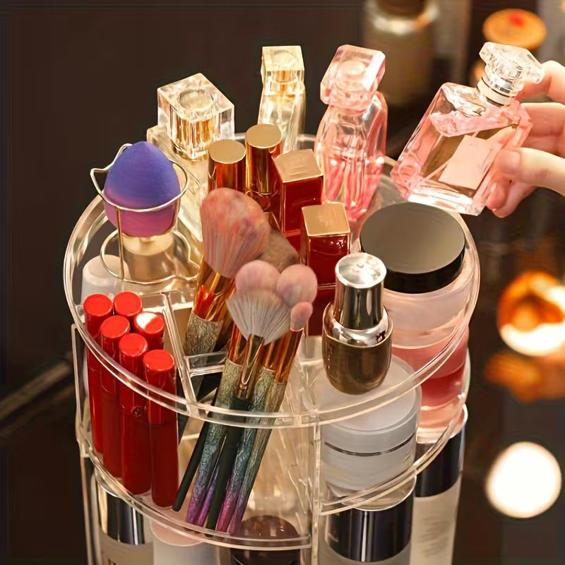 Crystal Diamond Cut Acrylic Makeup Organizer | Multi-Layer Storage