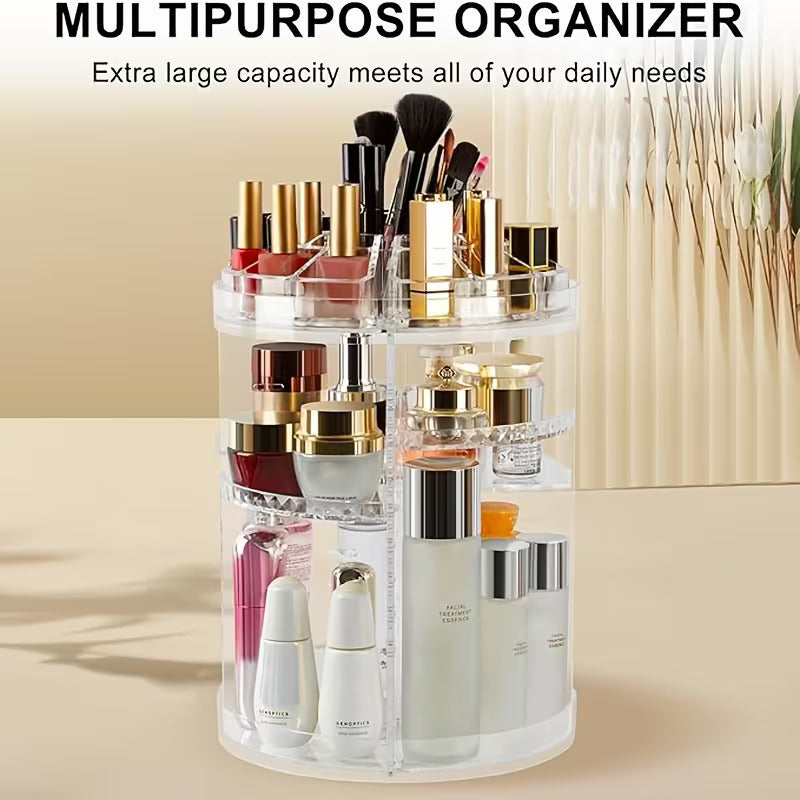 Crystal Diamond Cut Acrylic Makeup Organizer | Multi-Layer Storage