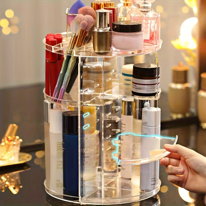 Crystal Diamond Cut Acrylic Makeup Organizer | Multi-Layer Storage