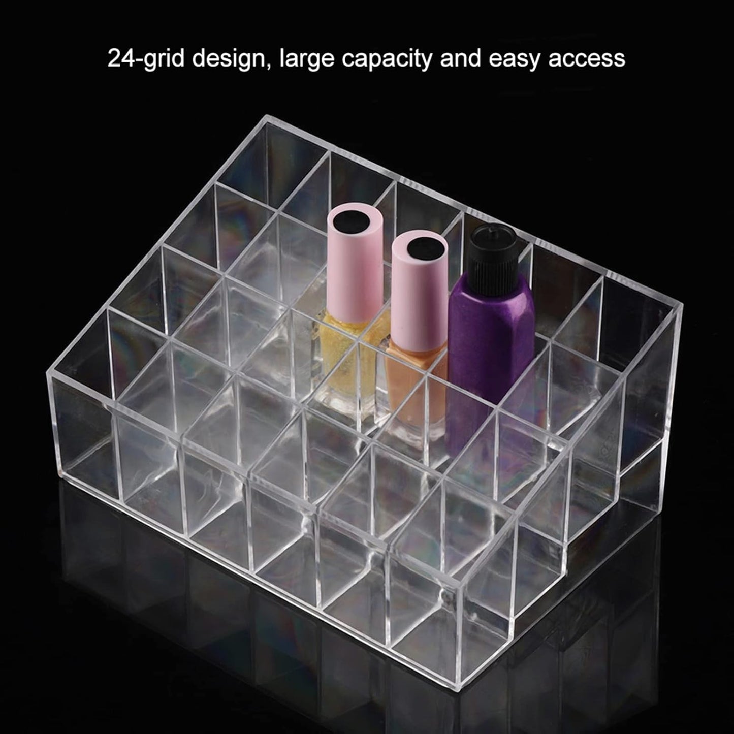 24 Grid Plastic Makeup Organizer Storage Box Cosmetic Box Lipstick Jewelry Box Case Holder Display S