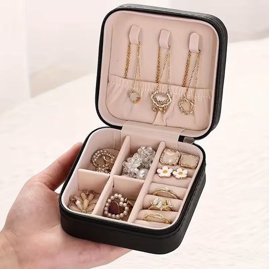 Mini Travel Jewelry Organizer Case | Portable PU Leather Storage Box for Rings, Necklaces & Earrings