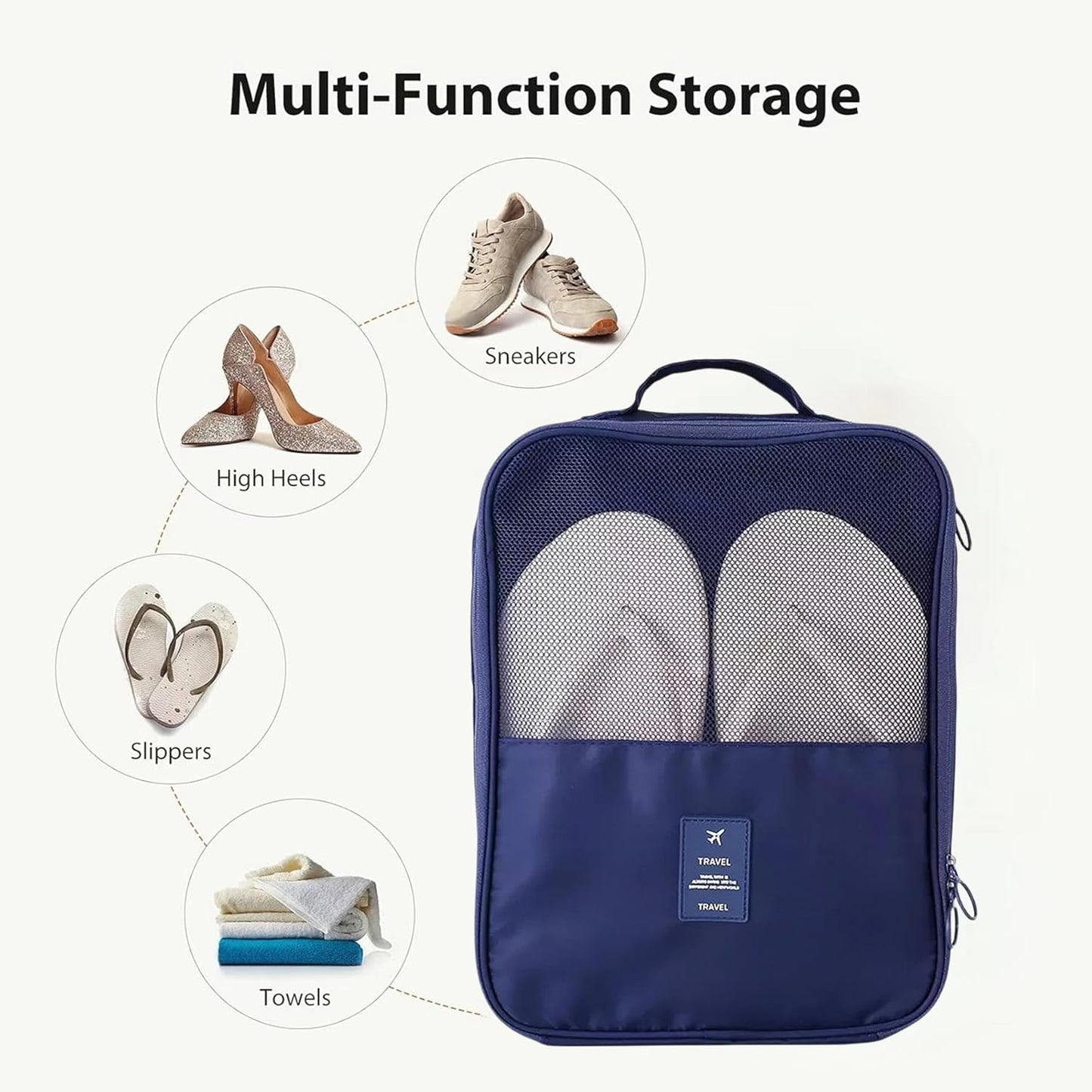 3-Layer Travel Shoe Organizer Bag | Waterproof Luggage Shoe Storage (Fits Up to 3 Pairs)
