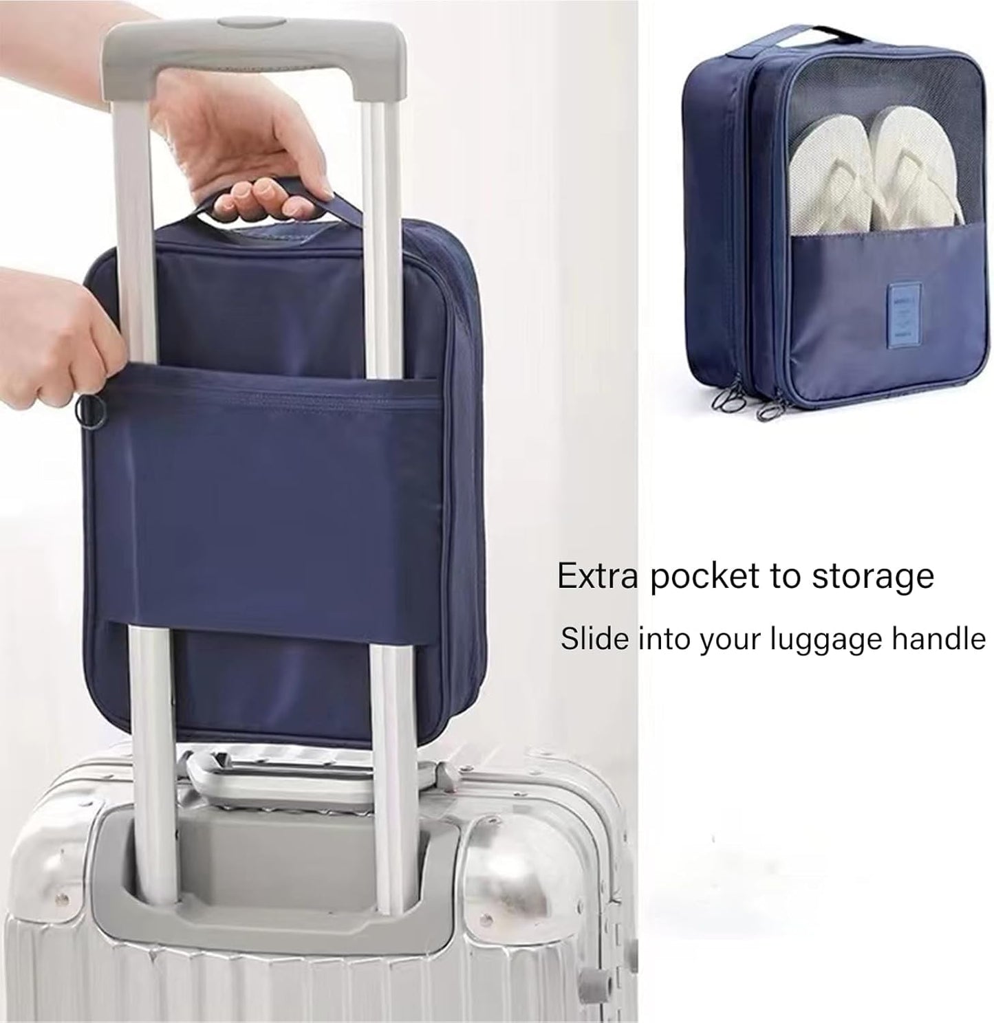 3-Layer Travel Shoe Organizer Bag | Waterproof Luggage Shoe Storage (Fits Up to 3 Pairs)