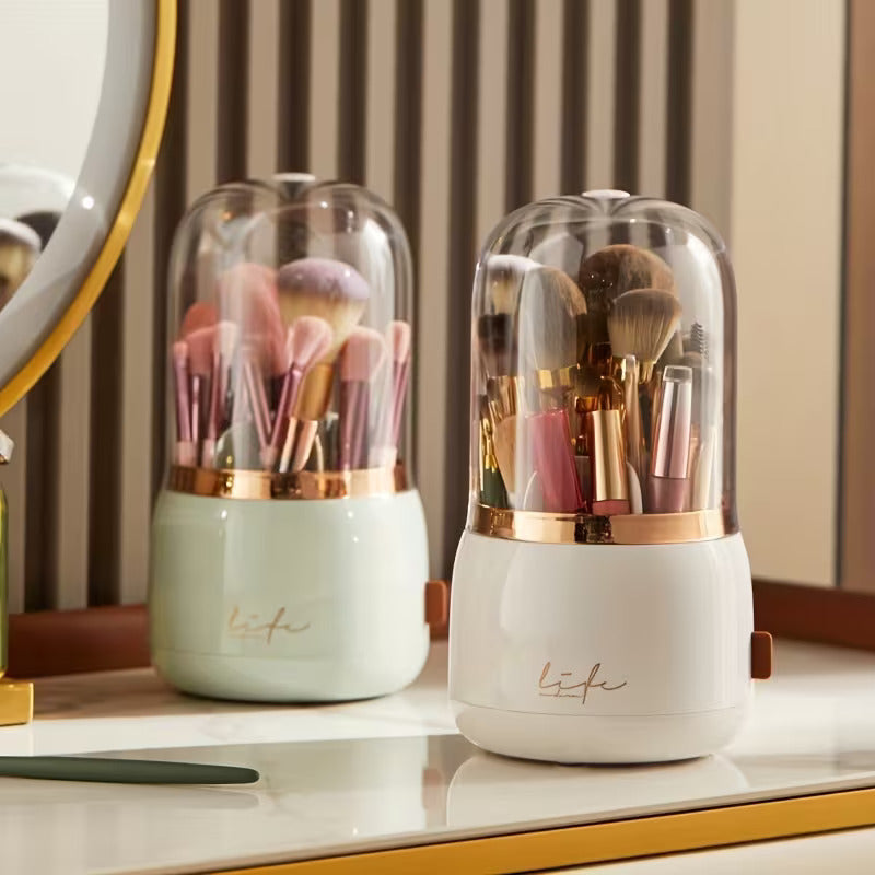 Luxury Dustproof Makeup Brush Holder | Transparent Dome Cosmetic Organizer