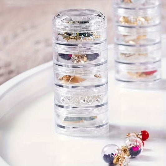 Mini Jewelry Organizer 5 layer | Transparent Travel Case for Rings, Earrings & Accessories