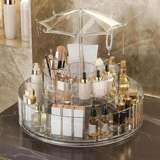 Luxury Vanity Organizer with Rotating Design | Makeup, Skincare & Jewelry Storage Solution