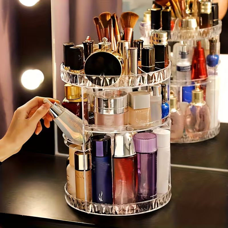 Crystal Diamond Cut Acrylic Makeup Organizer | Multi-Layer Storage