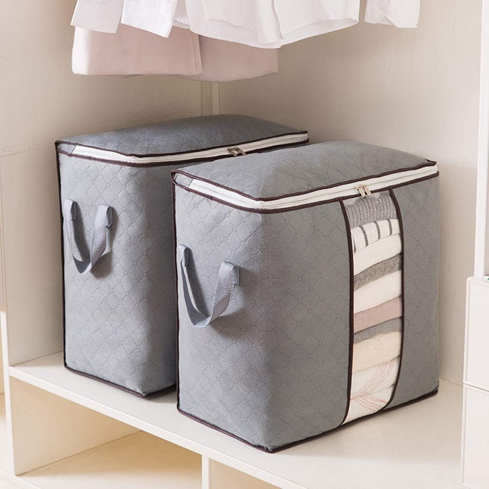 Large Storage Bags, Storage Bag Clothes Storage Box Bins Foldable Closet Organizers Storage Containers with Durable Handles Thick Fabric for Blanket Comforter Clothing Bedding