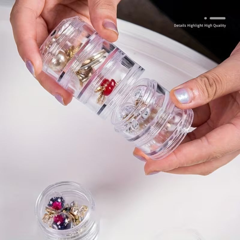 Mini Jewelry Organizer 5 layer | Transparent Travel Case for Rings, Earrings & Accessories