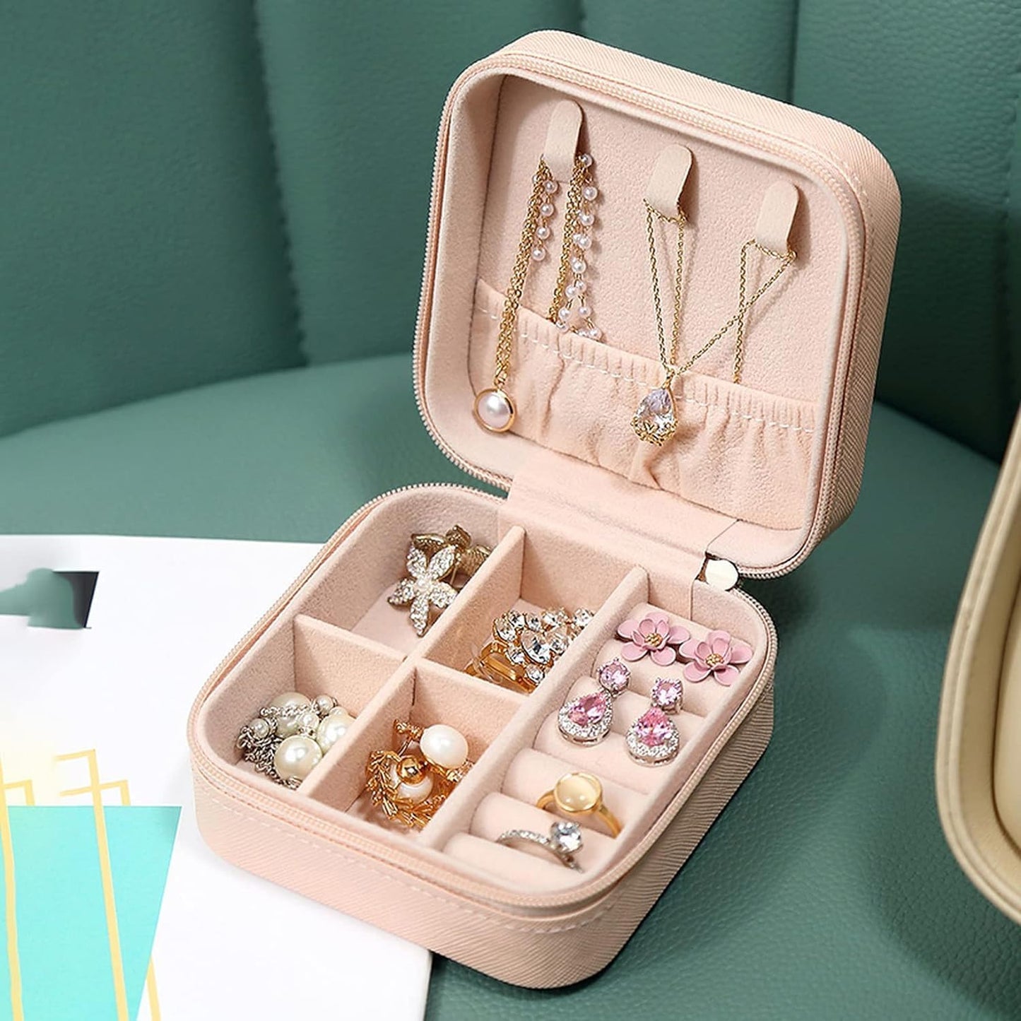 Mini Travel Jewelry Organizer Case | Portable PU Leather Storage Box for Rings, Necklaces & Earrings