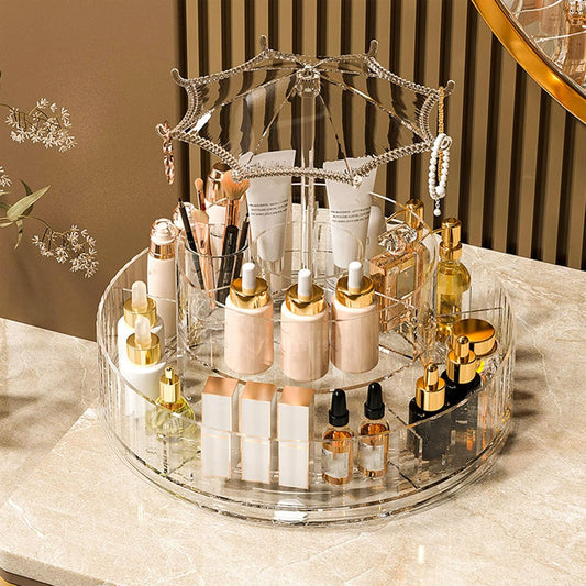 Luxury Vanity Organizer with Rotating Design | Makeup, Skincare & Jewelry Storage Solution