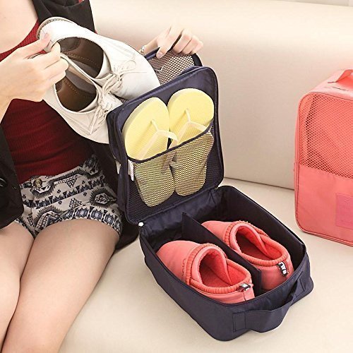 3-Layer Travel Shoe Organizer Bag | Waterproof Luggage Shoe Storage (Fits Up to 3 Pairs)