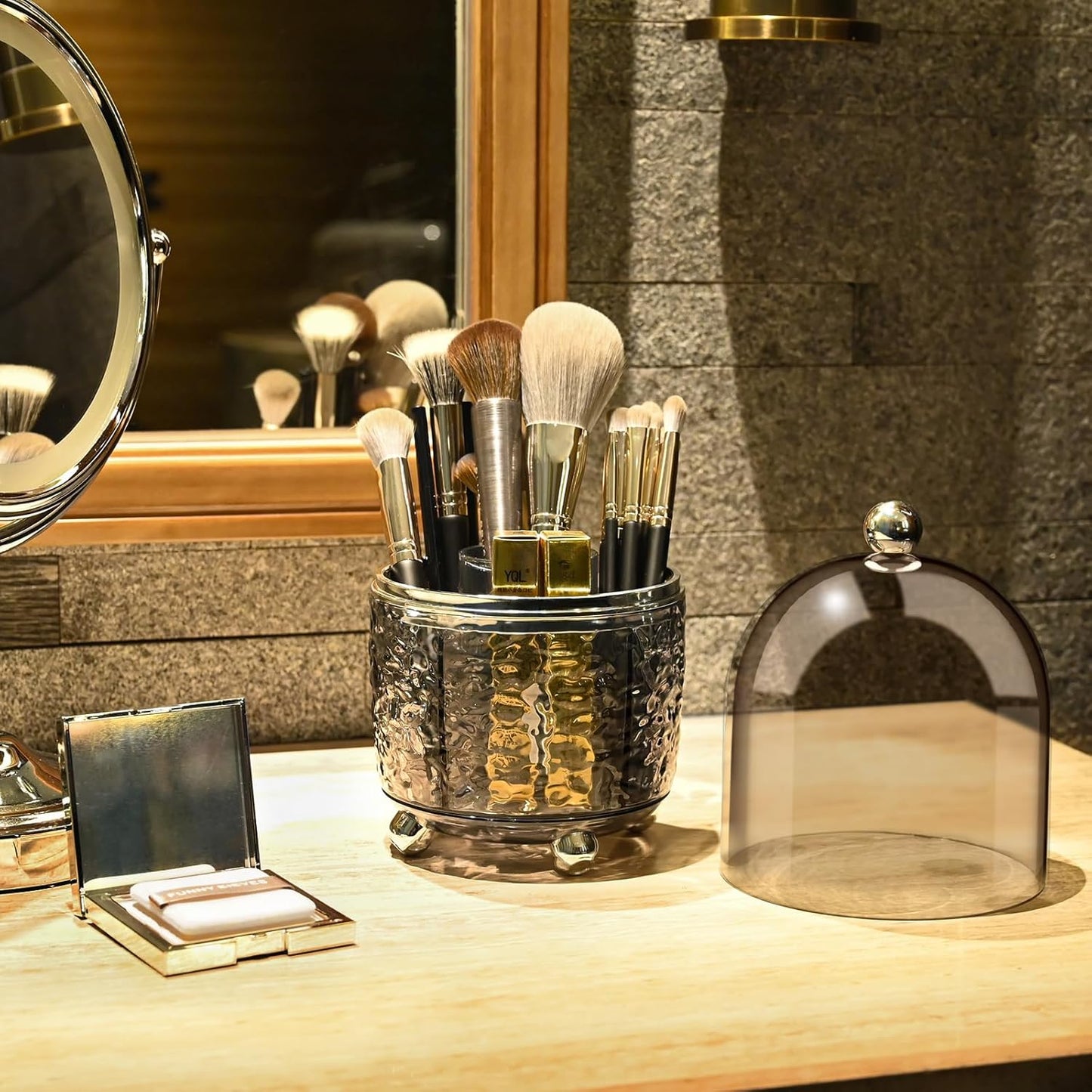 Premium 360° Makeup Brush Organizer|Dustproof Storage Box