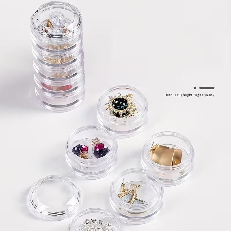 Mini Jewelry Organizer 5 layer | Transparent Travel Case for Rings, Earrings & Accessories