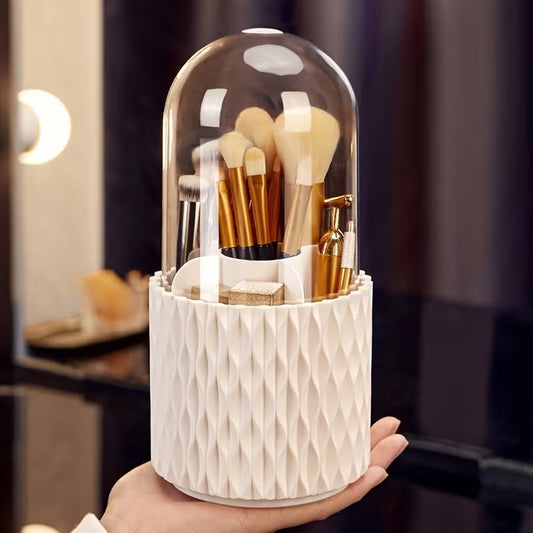 Diamond Texture Makeup Organizer | Dustproof Vanity Brush & Cosmetic Holder