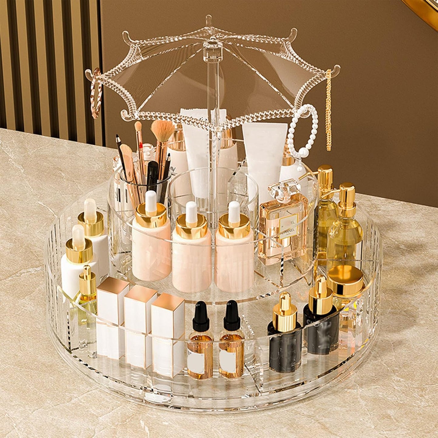 Luxury Vanity Organizer with Rotating Design | Makeup, Skincare & Jewelry Storage Solution