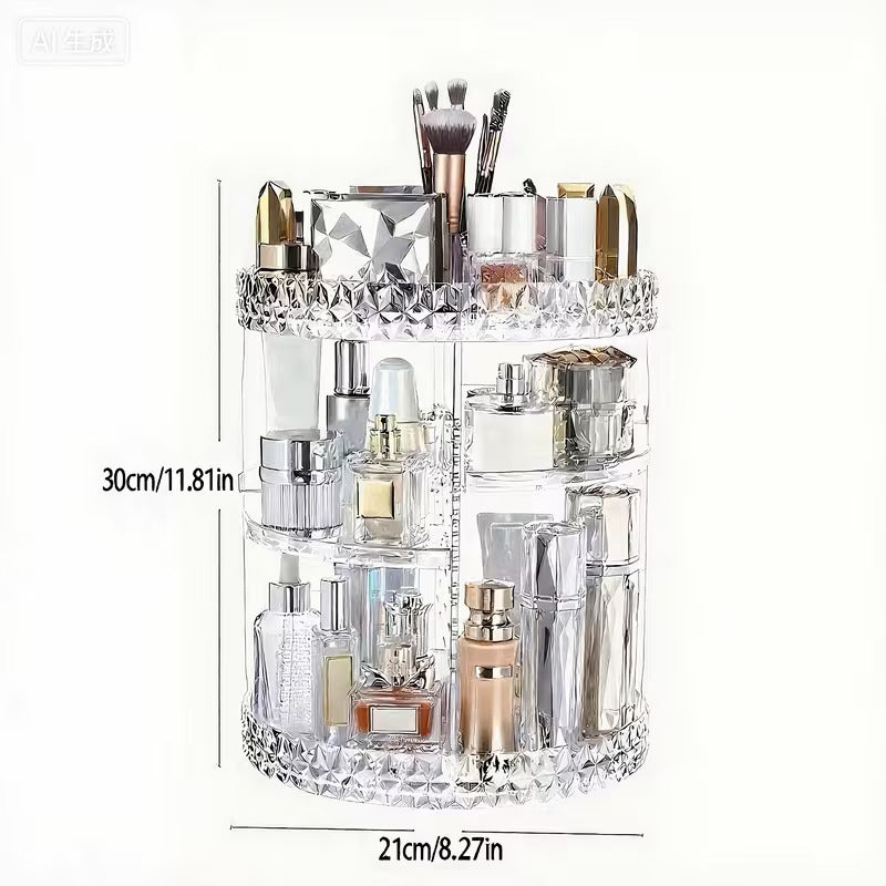 Crystal Diamond Cut Acrylic Makeup Organizer | Multi-Layer Storage