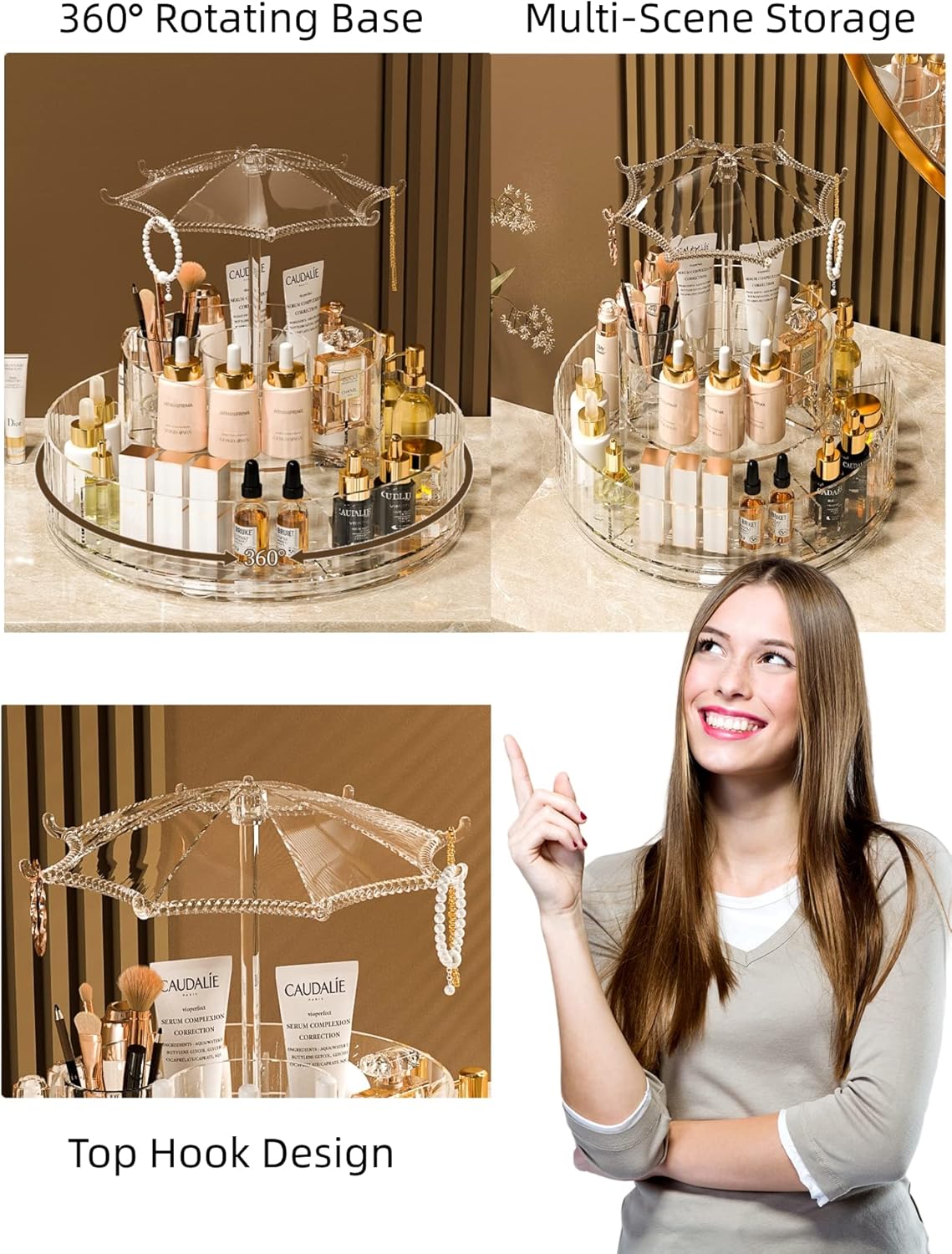 Luxury Vanity Organizer with Rotating Design | Makeup, Skincare & Jewelry Storage Solution