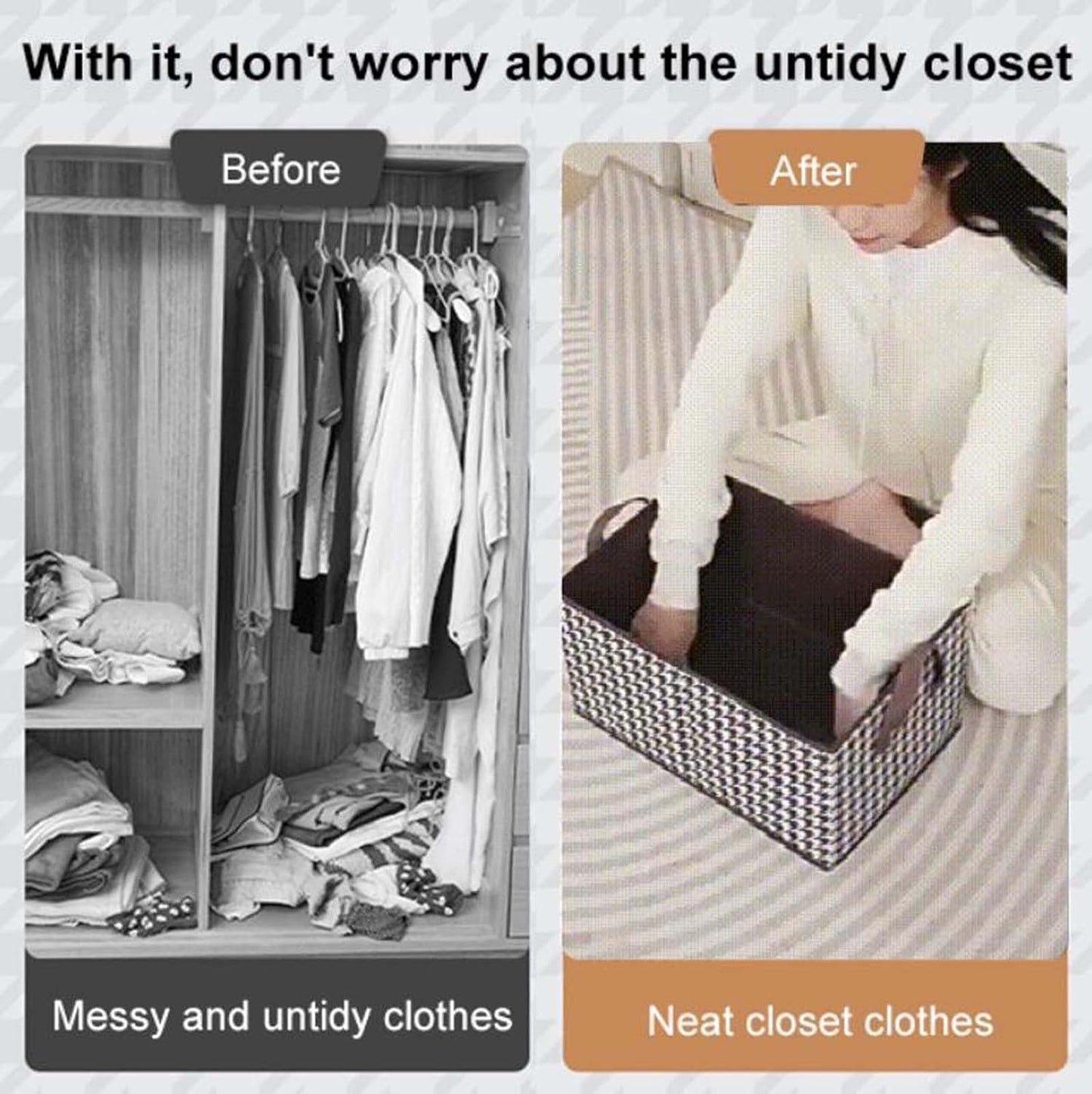 Foldable washable wadrobe Storage Box Folding Basket With Frame Clothing Organizer Drawer Cabinet Bin Containers For Wardrobe Bedroom Closet Home