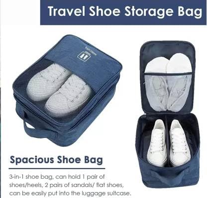 3-Layer Travel Shoe Organizer Bag | Waterproof Luggage Shoe Storage (Fits Up to 3 Pairs)