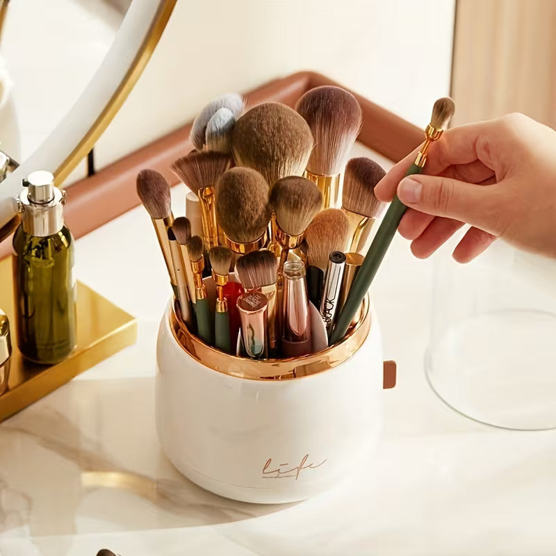 Luxury Dustproof Makeup Brush Holder | Transparent Dome Cosmetic Organizer