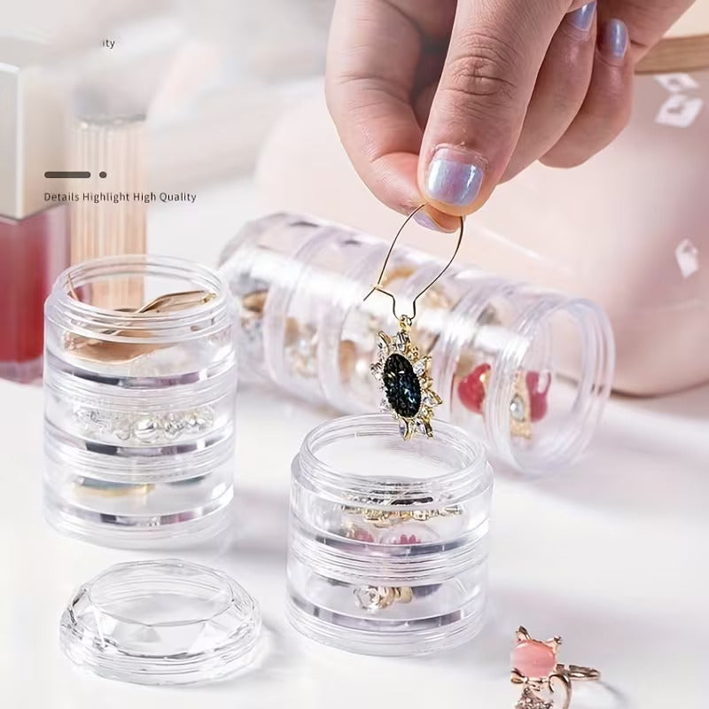 Mini Jewelry Organizer 5 layer | Transparent Travel Case for Rings, Earrings & Accessories