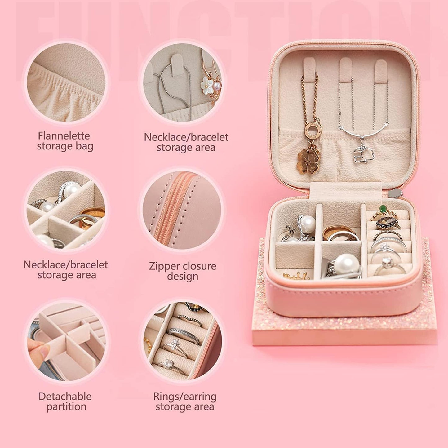 Mini Travel Jewelry Organizer Case | Portable PU Leather Storage Box for Rings, Necklaces & Earrings