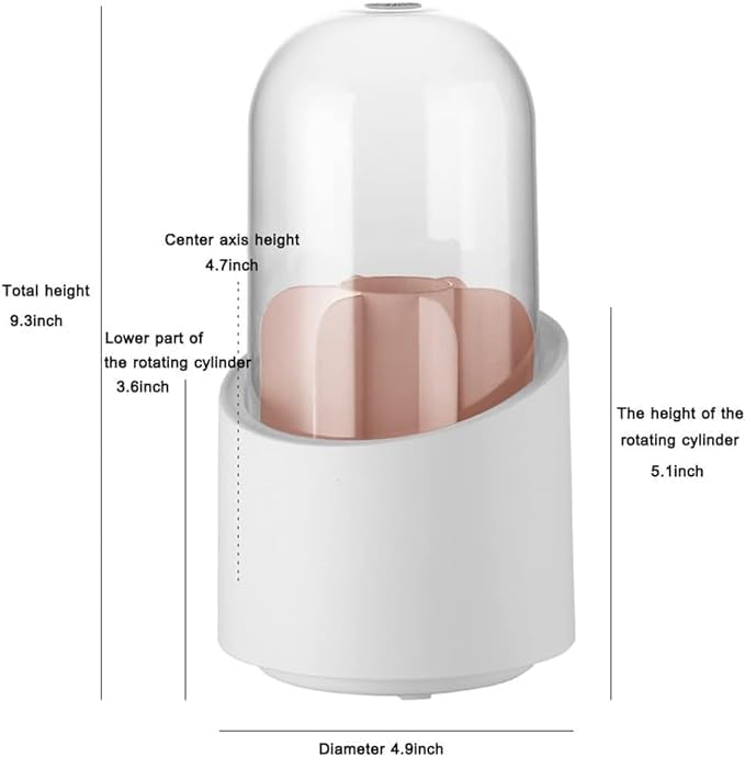 360° Rotating Makeup Brush Storage Box Portable Desktop Cosmetic Organizer,7 Slots Transparent Makeup Brush Box Dust Free Makeup Brush Organizer for Display Stand Bedroom Dresser Bathroom Counter Top.