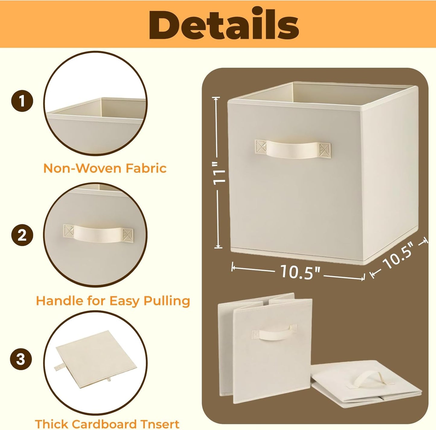 Foldable Storage Cube Organizer Basket Bin Storage Boxes Storage Container with Handles for Travel Moving Toy Storage Box