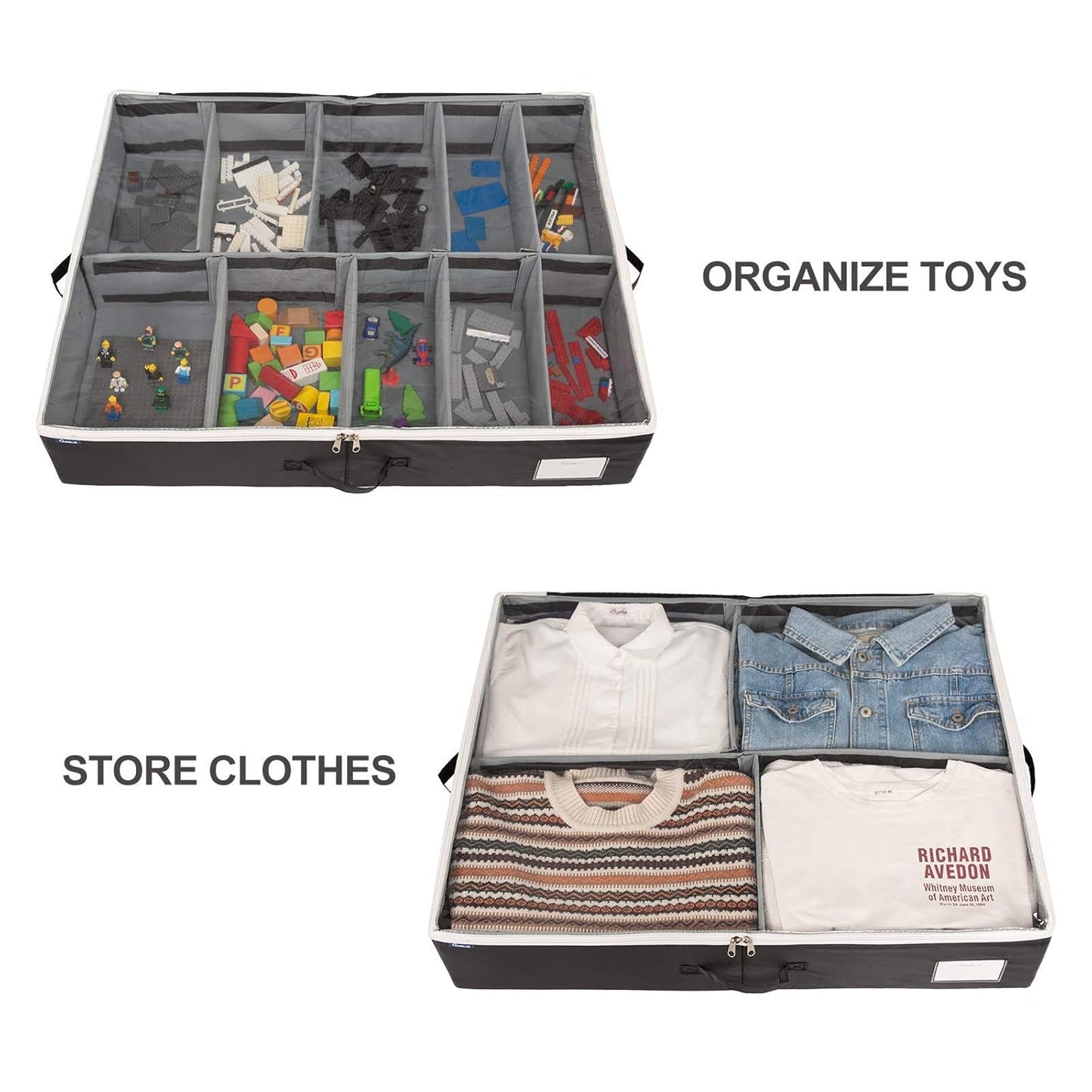 Under Bed Shoe Organizer Bag Hard Solid Fabric with Clear Plastic Zip Cover Store up to 12 Pairs of Shoes 1 Pcs