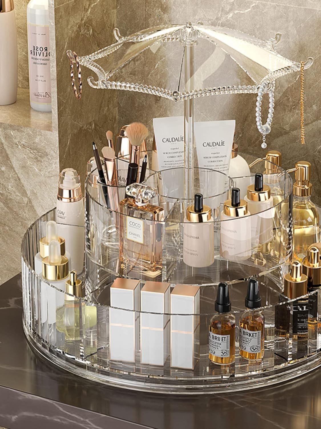 Luxury Vanity Organizer with Rotating Design | Makeup, Skincare & Jewelry Storage Solution