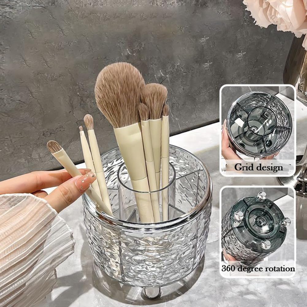 Premium 360° Makeup Brush Organizer|Dustproof Storage Box