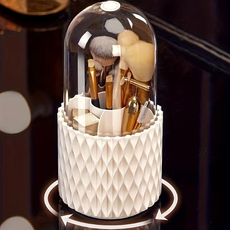 Diamond Texture Makeup Organizer | Dustproof Vanity Brush & Cosmetic Holder