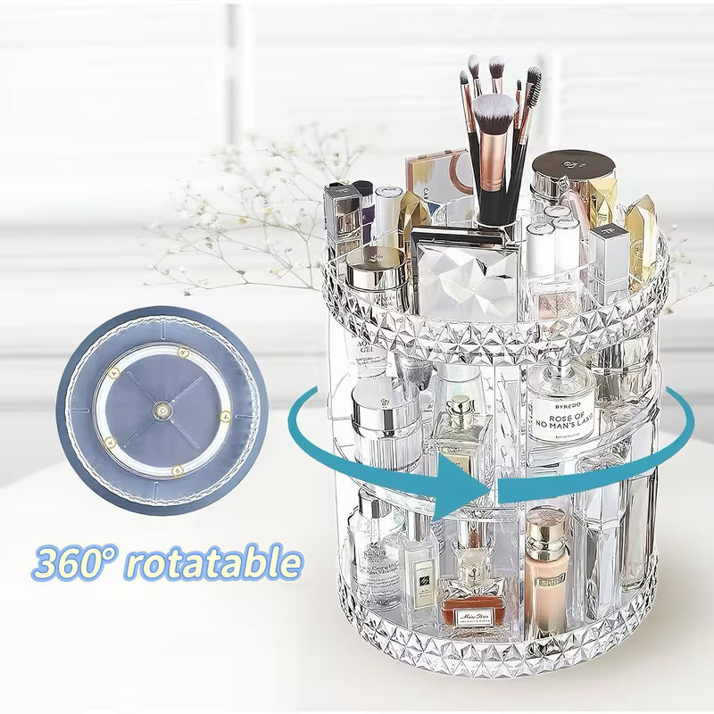 Crystal Diamond Cut Acrylic Makeup Organizer | Multi-Layer Storage