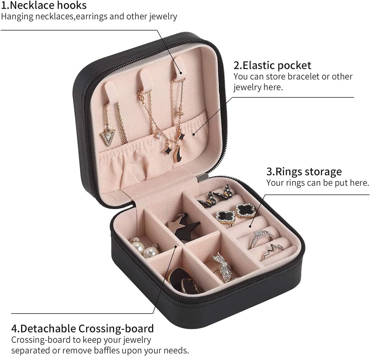 Mini Travel Jewelry Organizer Case | Portable PU Leather Storage Box for Rings, Necklaces & Earrings