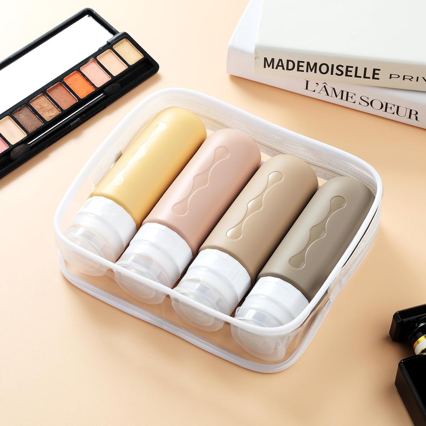 Leakproof Travel Bottle Set with Pouch | Refillable Silicone Containers (4-Piece Kit)