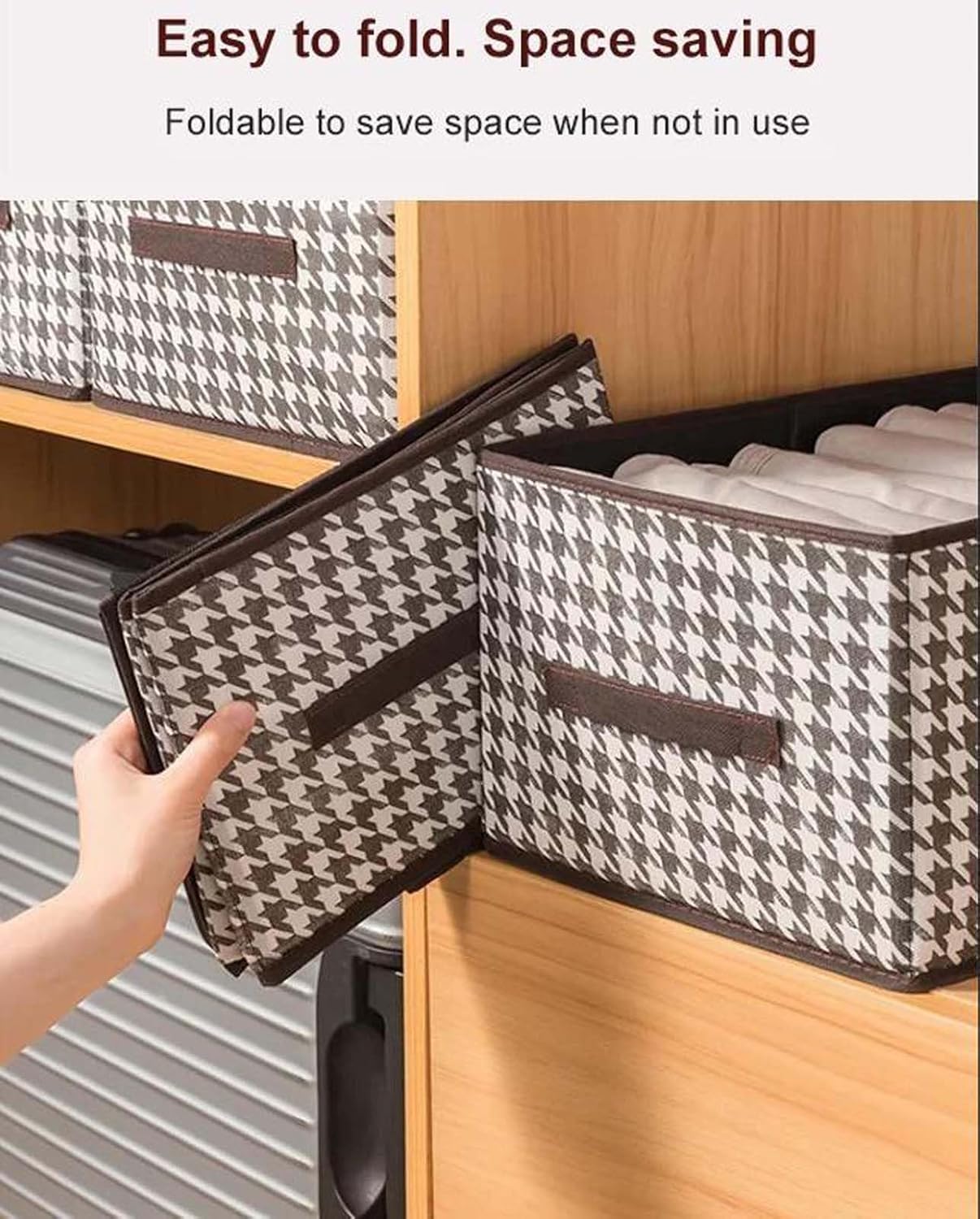 Foldable washable wadrobe Storage Box Folding Basket With Frame Clothing Organizer Drawer Cabinet Bin Containers For Wardrobe Bedroom Closet Home