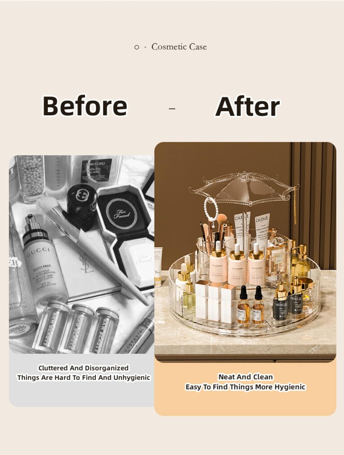 Luxury Vanity Organizer with Rotating Design | Makeup, Skincare & Jewelry Storage Solution