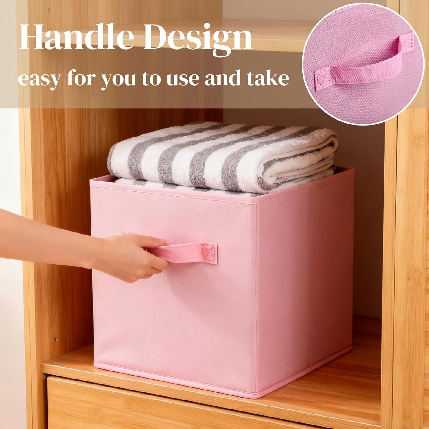 Foldable Storage Cube Organizer Basket Bin Storage Boxes Storage Container with Handles for Travel Moving Toy Storage Box