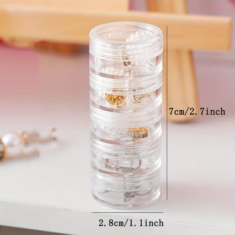 Mini Jewelry Organizer 5 layer | Transparent Travel Case for Rings, Earrings & Accessories