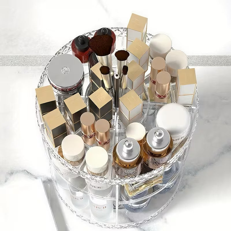 Crystal Diamond Cut Acrylic Makeup Organizer | Multi-Layer Storage