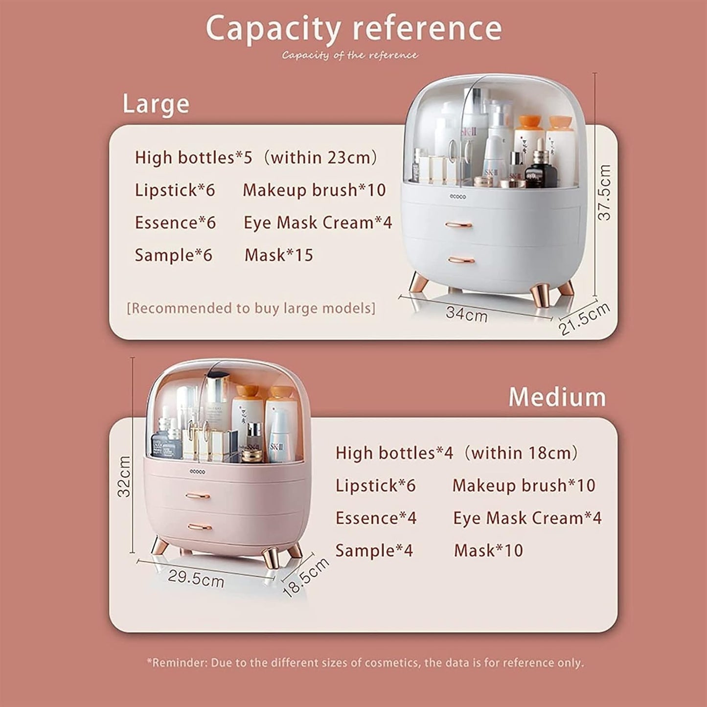 Large Capacity Dustproof Cosmetic Organizer| Drawer Storage for Makeup & Skincare