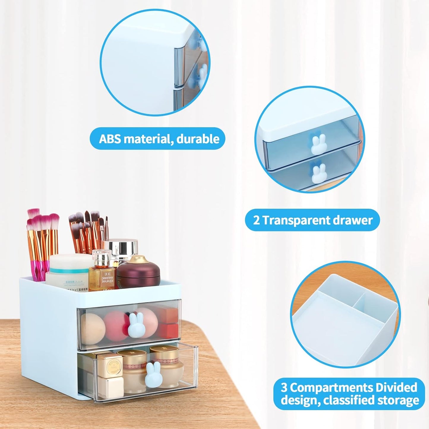 Multi-Functional Desk Organizer with Drawers | Pen Holder & Office Storage Box (2 Drawer + 3 Compartments)